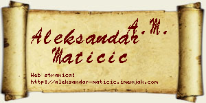 Aleksandar Matičić vizit kartica